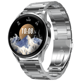 Στρογγυλό ρολόι smartwatch DAS4 με ασημένιο ατσάλινο μπρασελέ.