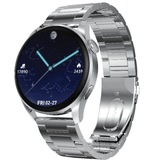 Στρογγυλό ρολόι smartwatch DAS4 με ασημένιο ατσάλινο μπρασελέ.