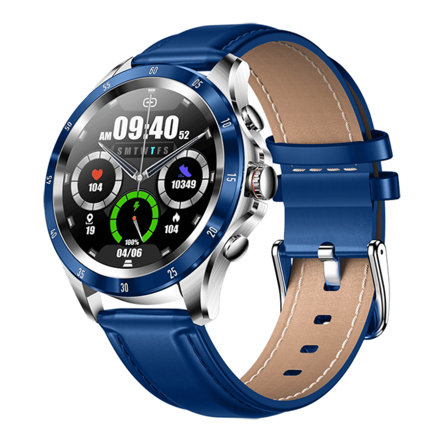 Ρολόι Smartwatch DAS4 SQ22 203065011 με μπλε δερμάτινο λουράκι.