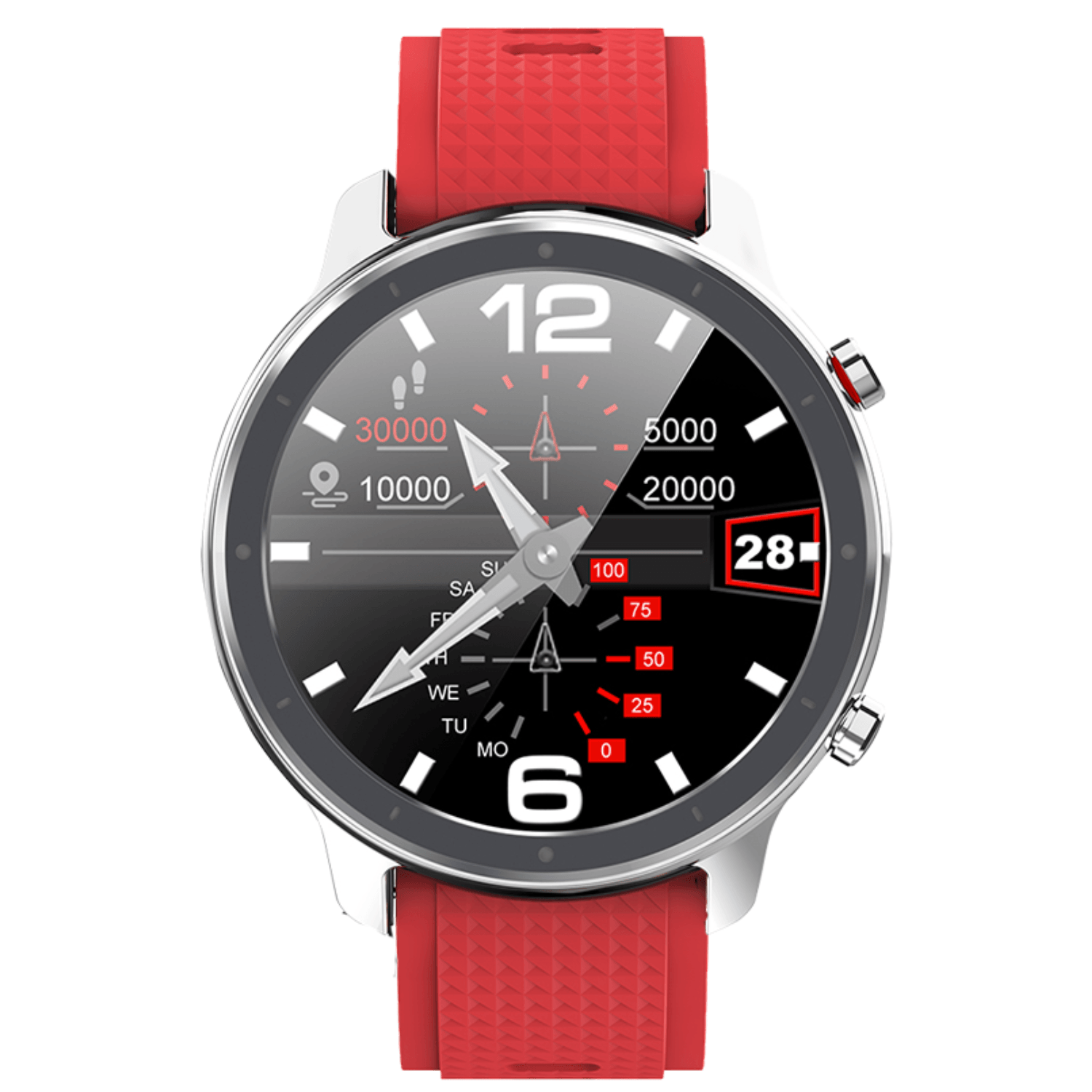 Ρολόι Smartwatch DAS4 SG24 203070062 με κόκκινο λουράκι σιλικόνης.