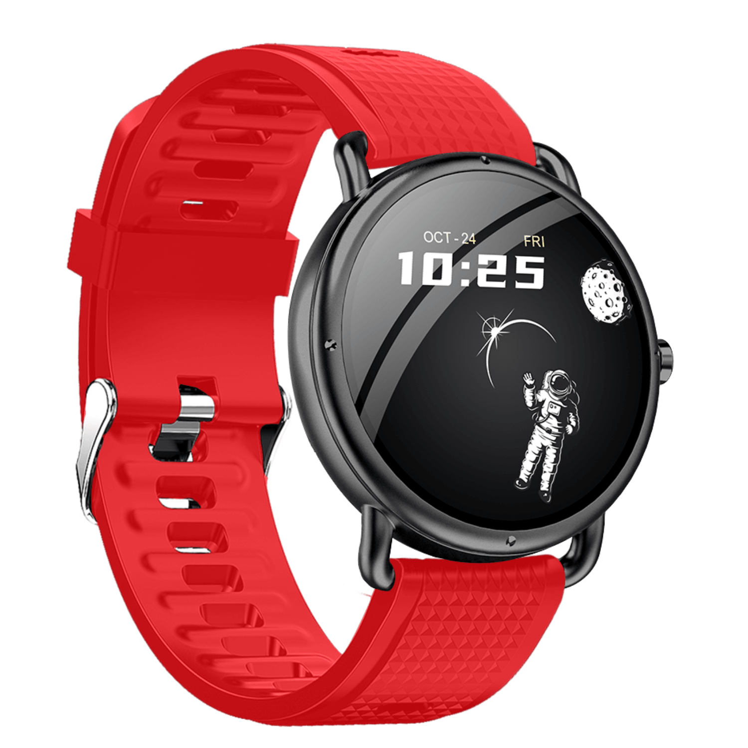 Ρολόι Smartwatch DAS4 SG65 203075073 με κόκκινο λουράκι από σιλικόνη και μαύρη κάσα.