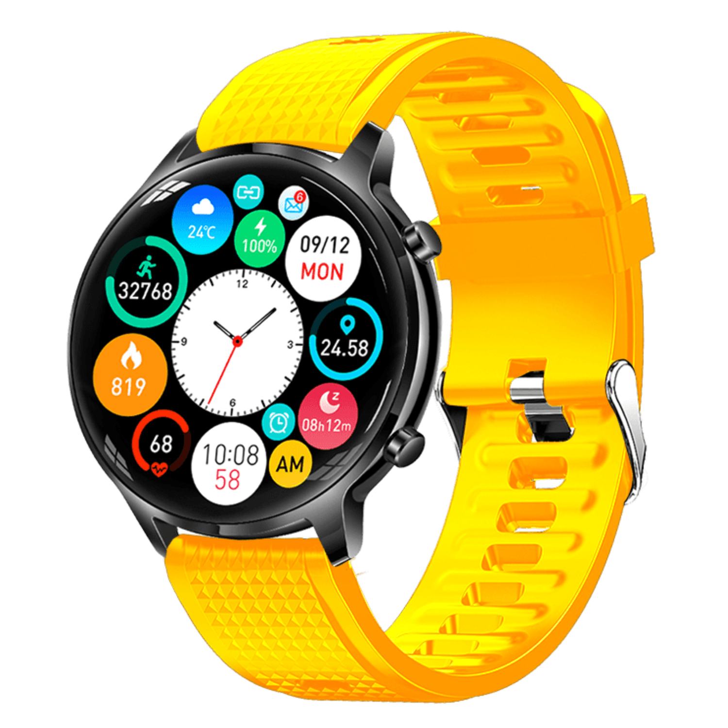 Ρολόι Smartwatch DAS4 SG20 203095024 με κίτρινο λουράκι σιλικόνης.