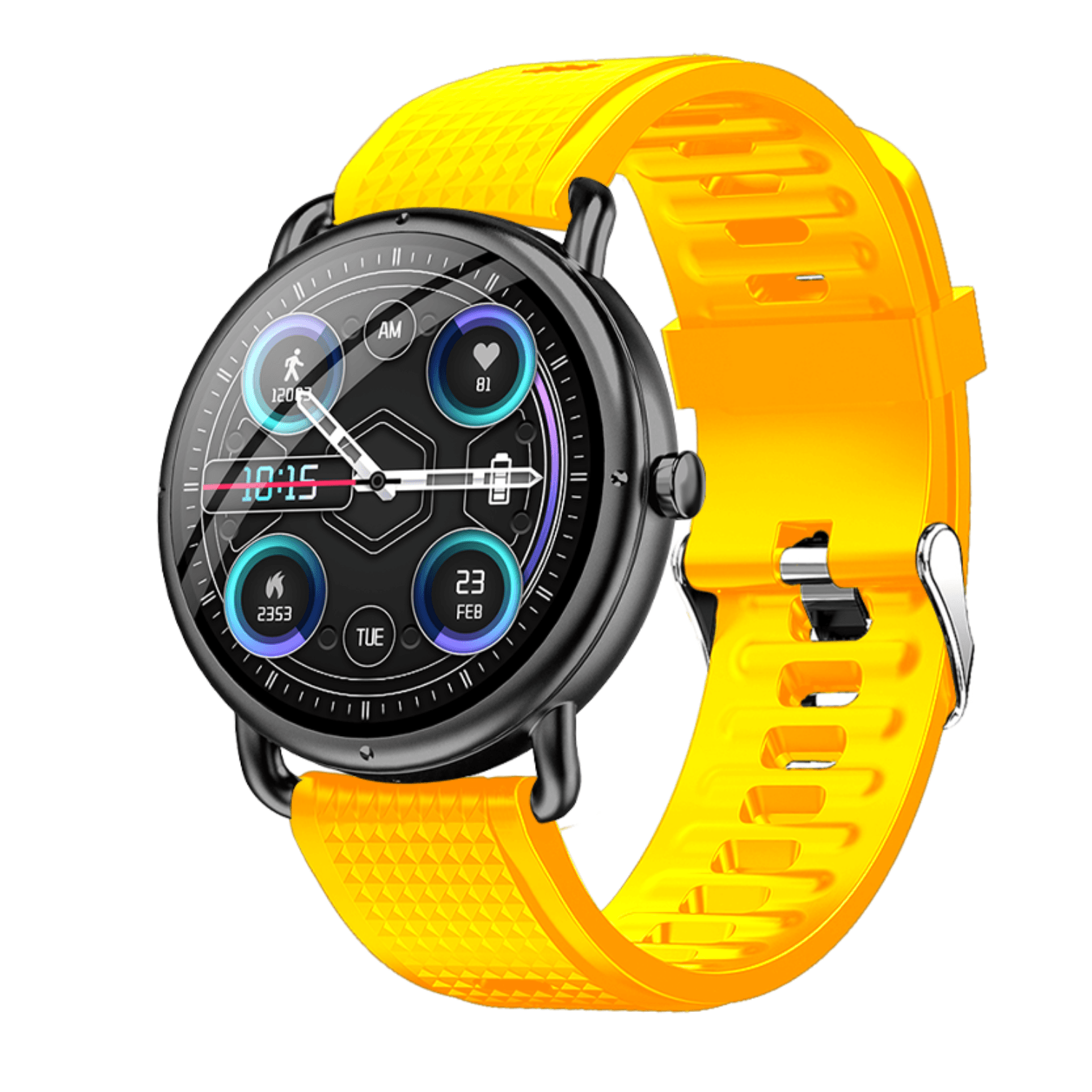 Ρολόι Smartwatch DAS4 SG65 203075074 με κίτρινο λουράκι σιλικόνης και μαύρη κάσα.