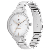Γυναικείο ρολόι Tommy Hilfiger Paige 1782544 με ασημί ατσάλινο μπρασελέ και άσπρο φίλντισι καντράν διαμέτρου 36mm με ζιργκόν.