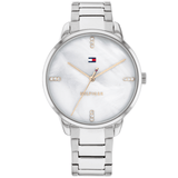 Γυναικείο ρολόι Tommy Hilfiger Paige 1782544 με ασημί ατσάλινο μπρασελέ και άσπρο φίλντισι καντράν διαμέτρου 36mm με ζιργκόν.