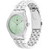 Γυναικείο ρολόι Tommy Hilfiger Rachel 1782565 με ασημί ατσάλινο μπρασελέ και πράσινο καντράν διαμέτρου 34mm σε χρώμα μέντας.