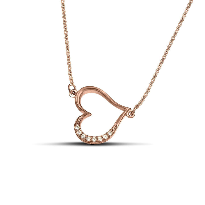 Ροζ χρυσό κολιέ Κ9 καρδιά με πέτρες