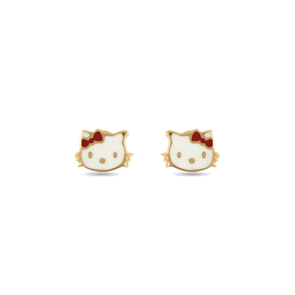 Σκουλαρίκια παιδικά χρυσά Κ14 Hello Kitty