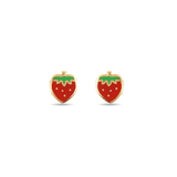 Σκουλαρίκια παιδικά χρυσά Κ14 με Κόκκινες Φράουλες