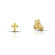 Σκουλαρίκια χρυσά Κ14 με σταυρό