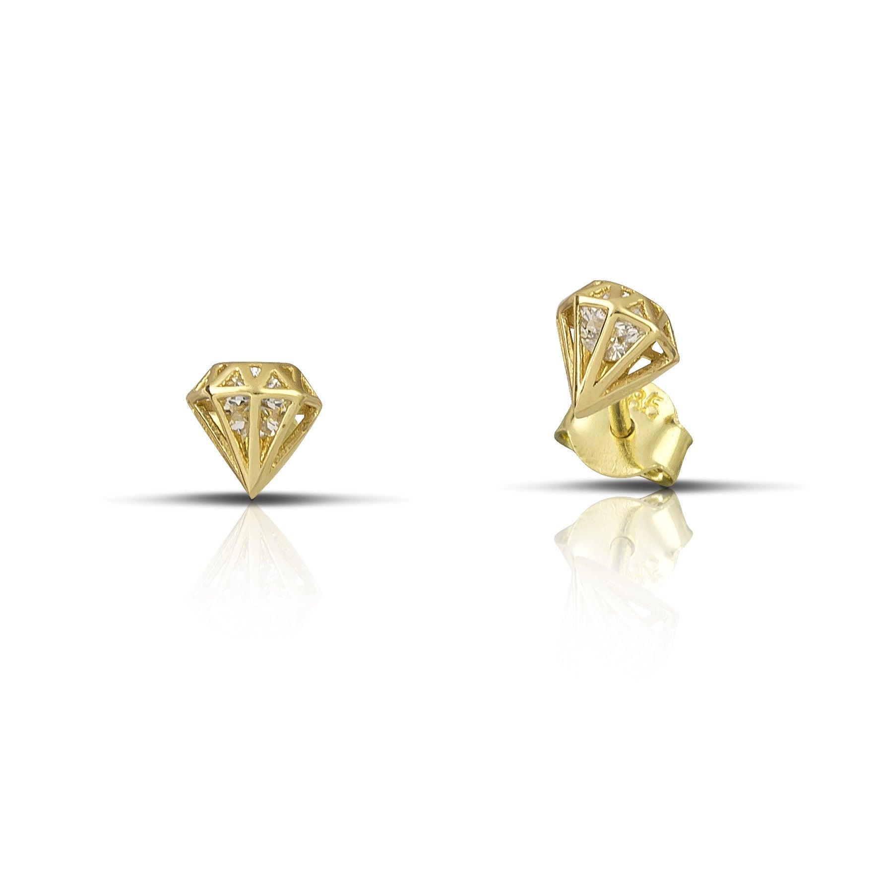 Σκουλαρίκια χρυσά Κ14 με σχήμα διαμαντιού
