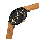 Ανδρικό ρολόι Timberland Sumter TDWLA2104302 με ταμπά δερμάτινο λουράκι και μαύρο καντράν διαμέτρου 38mm.
