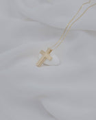 Βαπτιστικός Σταυρός για Κορίτσι CS049 Χρυσός 14K Διπλής Όψεως με Ανάγλυφη Επιφάνεια