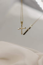 Βαπτιστικός Σταυρός για Κορίτσι MCS092 Χρυσός 14K με Περίτεχνες Γωνίες και Ζιργκόν