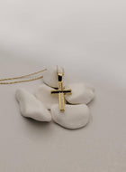 Βαπτιστικός Σταυρός για Κορίτσι MCS079 Χρυσός 14K Διπλής Όψεως με Λουστρέ & Σαγρέ Σχέδιο