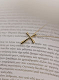 Βαπτιστικός σταυρός για κορίτσι MCS090 από χρυσό 14Κ με έντονες γεωμετρικές γραμμές και καρφωτές πέτρες ζιργκόν.