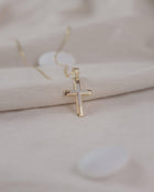 Βαπτιστικός Σταυρός για Κορίτσι CS016 Χρυσός 14K με Λευκόχρυσες Λεπτομέρειες & Ζιργκόν
