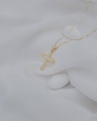 Βαπτιστικός Σταυρός για Κορίτσι CS012 Χρυσός 14K Σαγρέ με Λευκόχρυσο Σταυρό