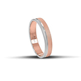 Δίχρωμες Βέρες Γάμου Ροζ Χρυσές και Λευκόχρυσες 4.5 mm Ματ με Λεπτή Λουστρέ Γραμμή WR303