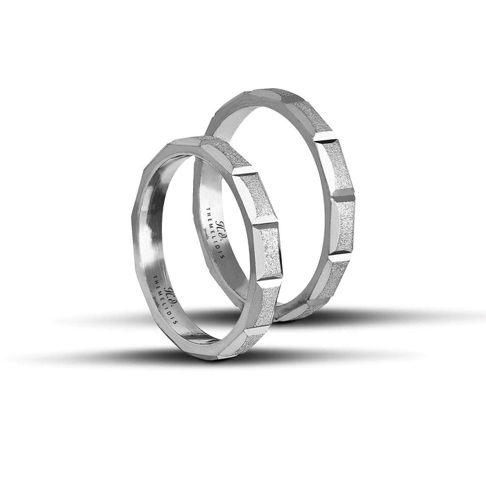 Βέρες Γάμου Λευκόχρυσες με αμμοβολή, πλάτος 3mm