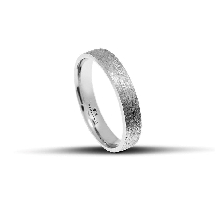 Μοντέρνες λευκόχρυσες βέρες γάμου 4.5 mm, σαγρέ φινίρισμα, κομψές και χειροποίητες, διαθέσιμες σε 9, 14, 18 ή 22 καράτια