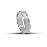 Λευκόχρυσες βέρες γάμου 6 mm, σαγρέ με λουστρέ γραμμές, λαμπερές και χειροποίητης κατασκευής, διαθέσιμες σε 9, 14, 18 ή 22 καράτια