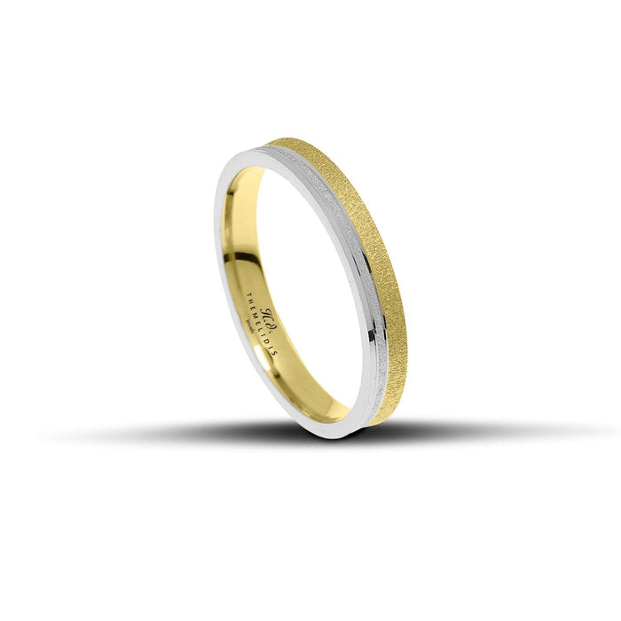 Δίχρωμες βέρες γάμου 3.5 mm, λευκόχρυσες και χρυσές ματ, κομψές και χειροποίητες, διαθέσιμες σε 9, 14, 18 ή 22 καράτια.