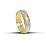 Δίχρωμες βέρες γάμου χρυσές και λευκόχρυσες 6 mm, ματ με λουστρέ γραμμή, χειροποίητης κατασκευής, διαθέσιμες σε 9, 14, 18 ή 22 καράτια