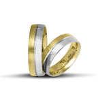 Δίχρωμες Βέρες Γάμου Χρυσές & Λευκόχρυσες 6 mm Σαγρέ & Ματ WR195