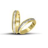 Δίχρωμες Βέρες Γάμου Χρυσές & Λευκόχρυσες 4.3 mm Ματ με Λουστρέ Γεωμετρικά Σχέδια WR206