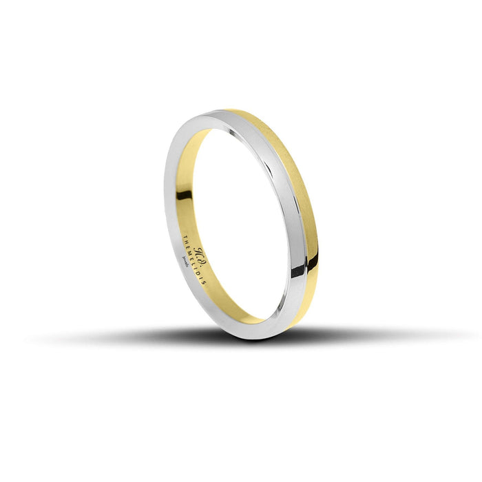 Χρυσές ματ και λευκόχρυσες λουστρέ βέρες γάμου WR331, πλάτους 3.5 mm, διαθέσιμες σε 9, 14, 18 ή 22 καράτια.