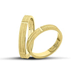 Xρυσές βέρες γάμου WR155, ματ φινίρισμα, με οριζόντιες και κάθετες λουστρέ γραμμές, πλάτους 3.5mm.