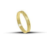 Χρυσές βέρες γάμου 3.5 mm, ματ με λουστρέ γραμμή στο κέντρο, χειροποίητες και κομψές, διαθέσιμες σε 9, 14, 18 ή 22 καράτια.