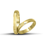 Πρωτότυπες χρυσές βέρες γάμου 3.5 mm με σαγρέ και λουστρέ φινίρισμα, ιδανικές για ζευγάρια που αγαπούν την κομψότητα και τη λεπτομέρεια, διαθέσιμες σε 9, 14, 18 ή 22 καράτια.