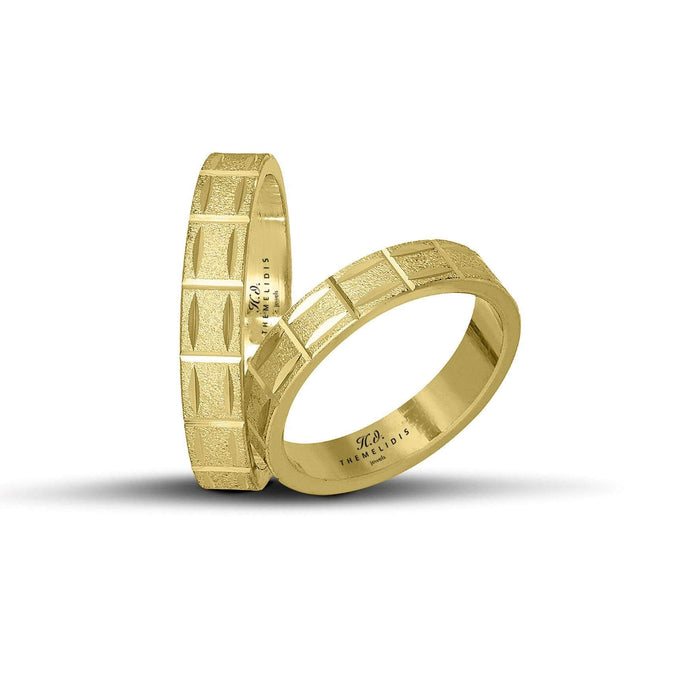 Πρωτότυπες βέρες γάμου WR173 χρυσές σαγρέ με λουστρέ λεπτομέρειες, πλάτους 4.3 mm