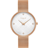 Γυναικείο ρολόι Vogue Jet Set Crystals 813851 με ροζ χρυσό ατσάλινο μπρασελέ και άσπρο καντράν διαμέτρου 34mm με ζιργκόν.