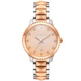 Γυναικείο ρολόι Vogue Monaco 611371 με δίχρωμο ασημί-ροζ χρυσό ατσάλινο μπρασελέ και ροζ χρυσό καντράν διαμέτρου 36mm με ζιργκόν.