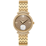 Γυναικείο ρολόι Vogue Saint Tropez 611142 με χρυσό ατσάλινο μπρασελέ και καφέ καντράν διαμέτρου 34mm με ζιργκόν.