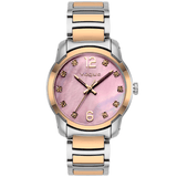 Γυναικείο ρολόι Vogue Sorento 611271 με δίχρωμο ασημί-ροζ χρυσό ατσάλινο μπρασελέ και ροζ καντράν διαμέτρου 35mm με ζιργκόν.