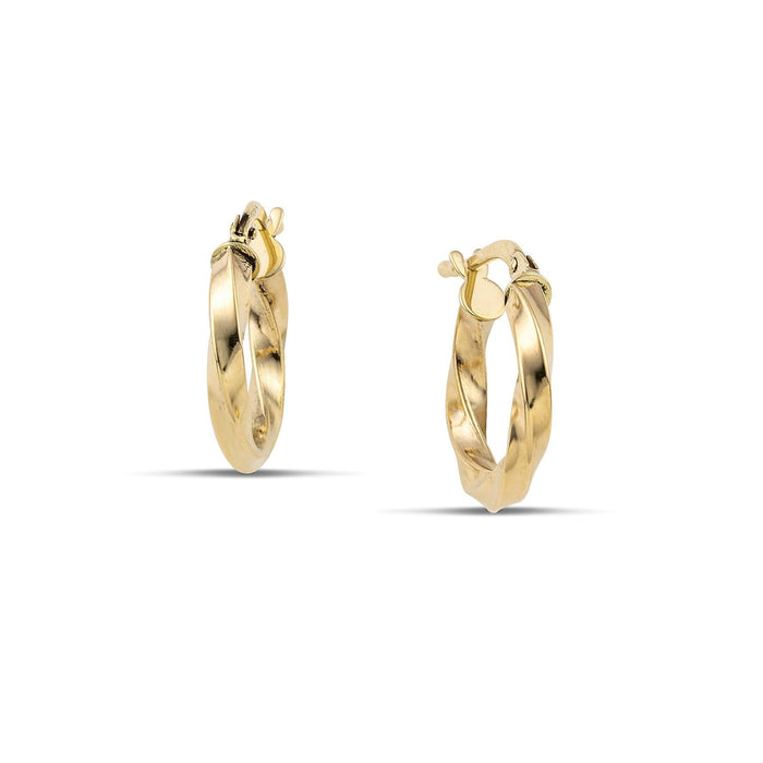 Σκουλαρίκια κρίκοι από χρυσό 14 καρατίων, στριφτοί.