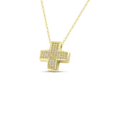 Χρυσό κολιέ Κ14 τετράγωνος σταυρός με ζιργκόν