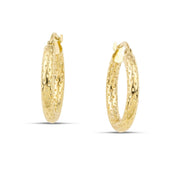 Χρυσά σκουλαρίκια κρίκοι Κ14 με μοντέρνο σχέδιο