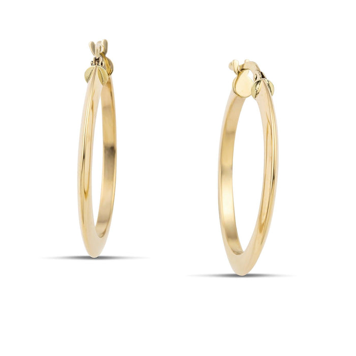 Σκουλαρίκια κρίκοι από χρυσό 14 καρατίων, πλακέ.