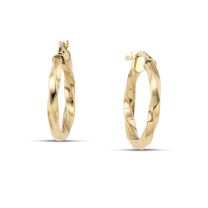 Σκουλαρίκια κρίκοι από χρυσό 14 καρατίων, στριφτοί.