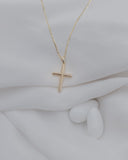 Γυναικείος χρυσός σταυρός βάπτισης Κ14 διπλής όψης ανάγλυφος