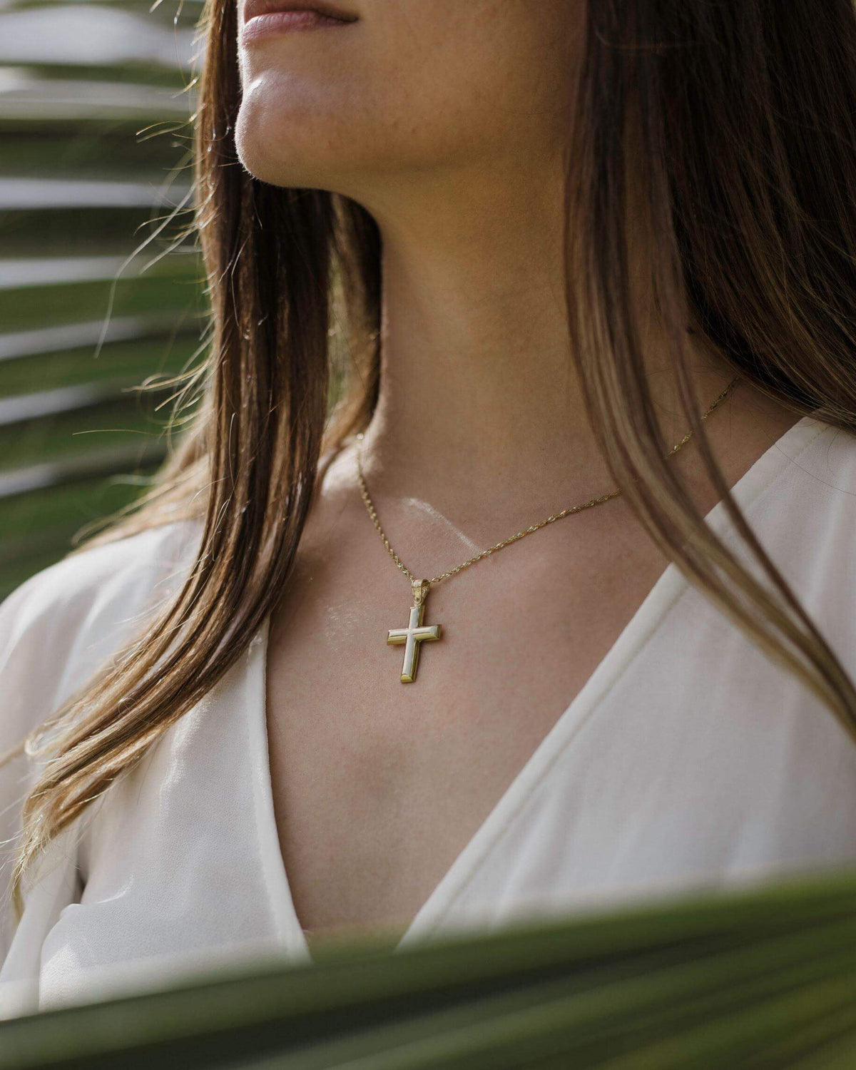 Βαπτιστικός Σταυρός για Κορίτσι CS027 Χρυσός 14K Λουστρέ με Στρογγυλεμένες Γωνίες