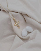 Βαπτιστικός Σταυρός για Κορίτσι CS027 Χρυσός 14K Λουστρέ με Στρογγυλεμένες Γωνίες