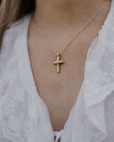 Γυναικείος χρυσός σταυρός βάπτισης Κ14 διπλής όψεως