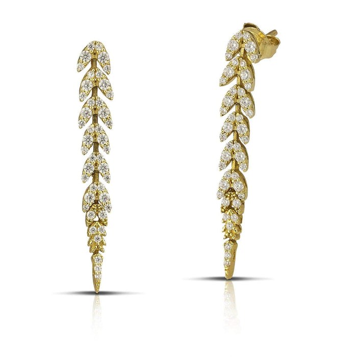 Χρυσά σκουλαρίκια Κ14 κρεμαστά με πέτρες