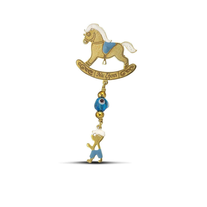 Χρυσή παραμάνα Κ9 με αλογάκι και σμάλτο MSP0902.029
